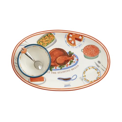 Mud Pie Thanksgiving Turkey Dinner Tray & Dip Set