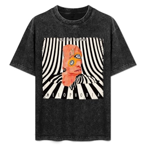 Cage Rock The Music Elephant Band Vintage Oversized T Shirt Men's Short Sleeve Crewneck Casual Tee Shirt for Men XL
