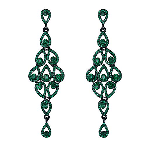 EVER FAITH Women's Austrian Crystal Bohemia Hollow-out Retro Chandelier Teardrop Dangle Earrings