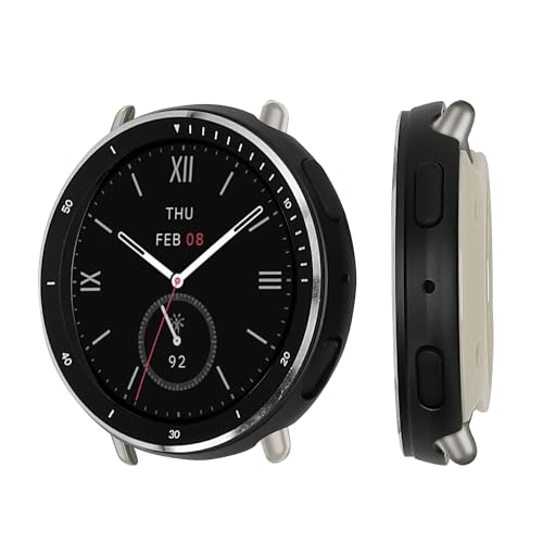 kwmobile Funda Compatible con Amazfit Active 2 (A2437) Case   Carcasa de Metal para Esfera de Smartwatch   Cover Antigolpes Marco Smartwatch   Negro