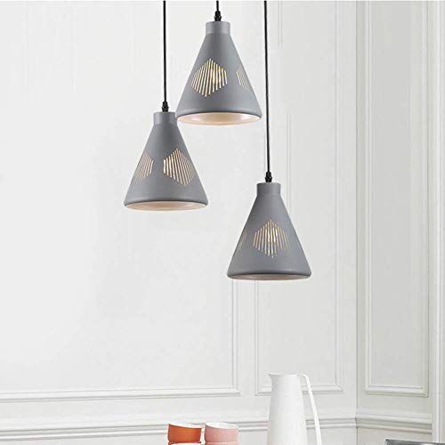 Lustre industriel rétro 3 lampes en fer forgé noir mat pour salle à manger et bar