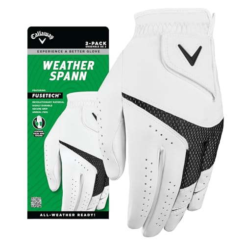 Callaway Weather Spann Golf Gloves 2-Pack MLH White M/L