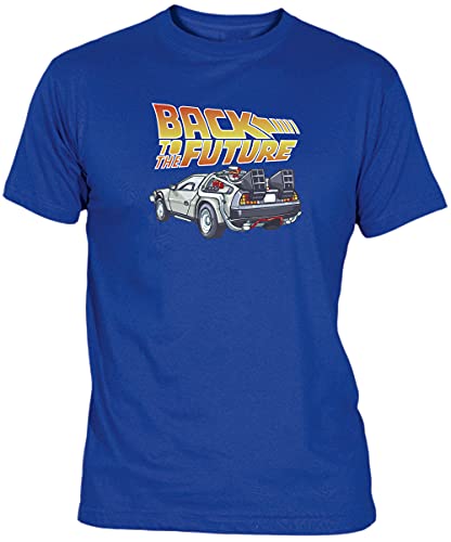 Camisetas EGB Camiseta Regreso Al Futuro Delorean ochenteras 80´s Retro (Azul, S)