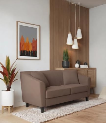 Image of Avion Natalia 2 Seater Sofa Set for Living Room Brown | Modern Fabric Sofa Furniture | 53 Inches Couch for Guests Room Festival Gifts