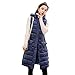BoxJCNMU Gilet autunno inverno Gilet donna Gilet senza maniche Giacca con cappuccio in velluto caldo Gilet lungo Colete Feminin Blue S