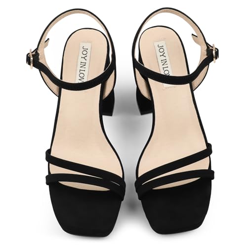 Image of JOY IN LOVE Platform Heels for Women 3.5 Inch Chunky Block Heel Ankle Strap Sandals