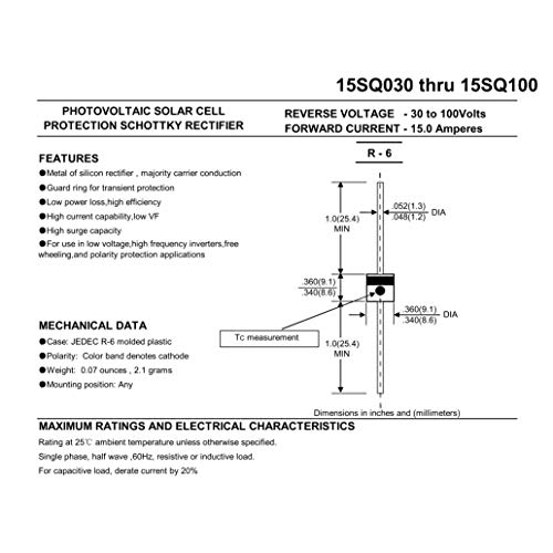5Pcs 15Sq045 Schottky Barrier Rectifier Bypass Blocking Diodes 15A 45V R-6 Axial 15 Amp 45 Volt #TOP2