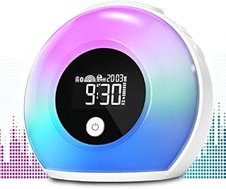 Uplayteck Wake Up Light Alarm Clock Kids Night Light Alarm Clock with Bluetooth Speaker Dimmable 4 Level Brightness Colorful Light Bedside Lamp Music Player for Kids, Party, Bedroom, Camping