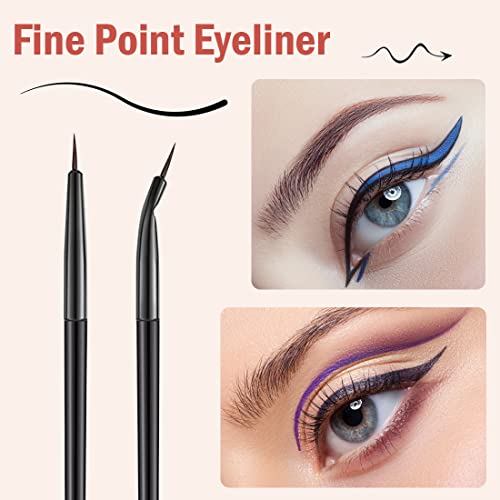 Rytrre 7 Pcs Eyeliner Brush, Professional Eye Liner Makeup Brushes, Angled Flat Definer Ultra Fine Bent Pencil Point Eyeliner Brushes For Precision Liner #TOP4