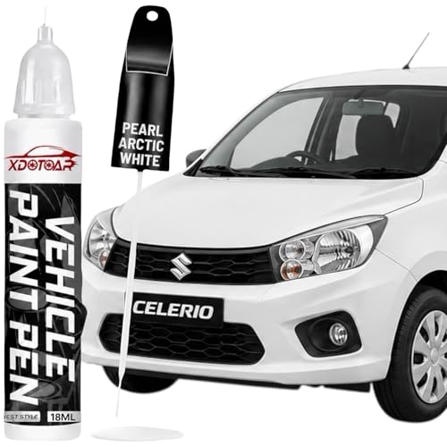 Image of xdotoar Maruti Suzuki CELERIO ARCTIC WHITE (ZHJ) Touch Up Paint Pen | Car Scratch Remover & Paint Chip Repair | Exact Color Match | Quick Dry Formula | Rust Protection | 18ml