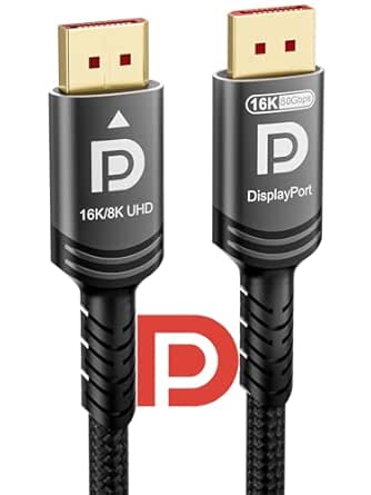 16K Displayport Cable 2.1, [VESA Certified] DP To DP Cable 3M, 16K@60Hz, 8K@ 120Hz, 4K@240Hz 165Hz 144Hz Support 80Gbps HDR, HDCP DSC 1.2a, Compatible FreeSync G-Sync Gaming Monitor 4090 7900xtx - View #9