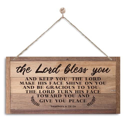 Christian Home Decor, Decorative Wall Plaque, Rustic Door Sign with Hanging Rope, Bible Verse Scripture Wall Sign, Home Wall Decor, Religion Gift, Farmhouse Hanging Sign, The God Bless You Sign