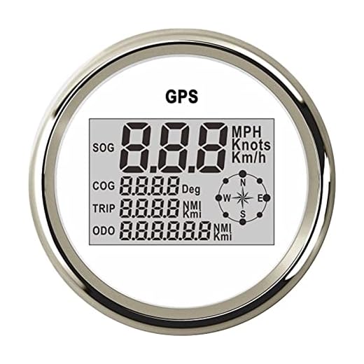 JUSTZHIQIANG 85mm marin båtbil Gps Hastighetsmätare Lcd Visa 0~999 knop Map Km/h Justerbar digital hastighetsmätare med bakgrundsbelysning (Color : White Silver Gauge)