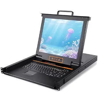 1U Rack Mount KVM Console with 17-Inch Monitor, Keyboard, and Touchpad