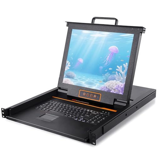 Image of 1U Rack Mount KVM Console-17 Rackmount Monitor Keyboard Single Port VGA KVM,50,000 MTBF,1280X1024 60Hz,17.6 inchX18.9 inchX1.67 inch(WXDXH),Fit 1U 19'' Rack, Incl. 1 VGA Cable,1 Power Cord,2 Bracket,1 Ground Wire