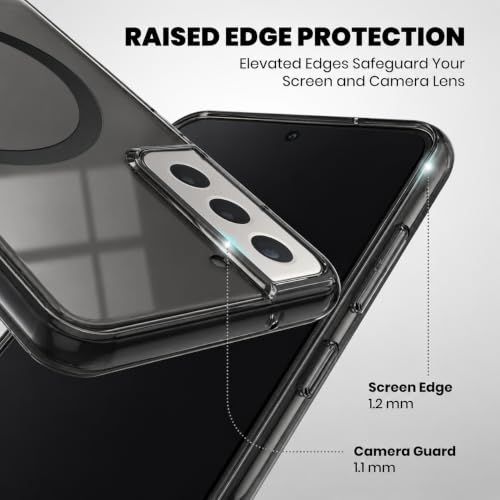 Image of Elzzi Anti Scratch Semi Translucent Cover for Samsung S21 FE Case, Premium PC + TPU Magnetic Phone Cases Drop Proof, Compatible with Magsafe Slim Never Yellowing Shockproof