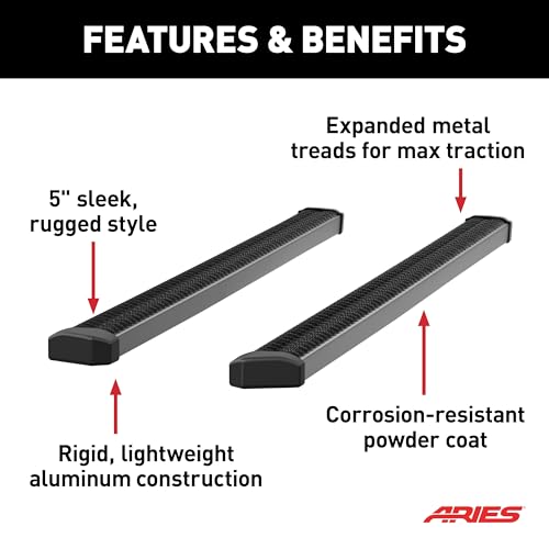 Estribos SlimGrip de Aluminio Negro 5" x 88" ARIES para Camioneta miniatura 4