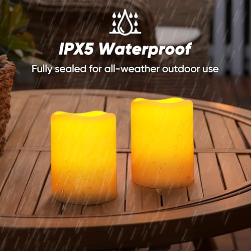 Image of Homemory Solar Candles Outdoor Waterproof, Sensor Only, Dusk to Dawn, 3 inchx4 inch