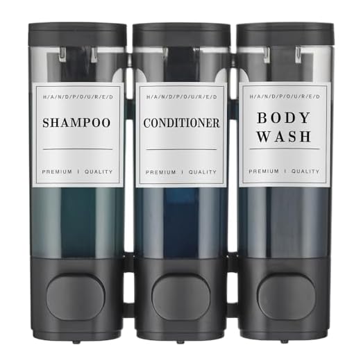 Shampoo and Conditioner Dispenser,Shower Soap Dispenser 3 Chamber No Drill Wall-Mounted Shampoo Dispenser for Shower Wall Mounted Shower Dispenser for Bathroom Hotel Large Capacity,Black