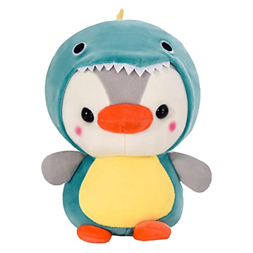 Penguin-Dinosaur Stuffed Animal Toys, Plushies Penguin Wearing Dinosaur Costume Dressed as Cute Dinosaur Plush Toys for Boy Girl Christmas Halloween Birthday Gift, 10in (Blue Dinosaur)
