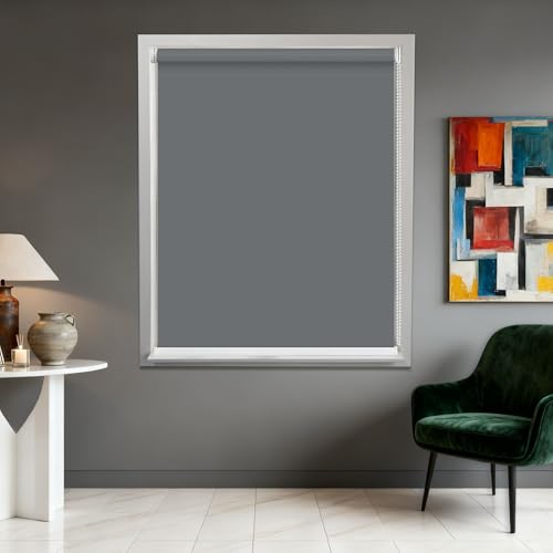 Estor Enrollable 94 x 150 cm Protección Solar Persiana Enrollable Blackout Incluye Accesorios de Montaje para Sala Cuarto Dormitorio Comedor Cocina Salón, Gris Oscuro