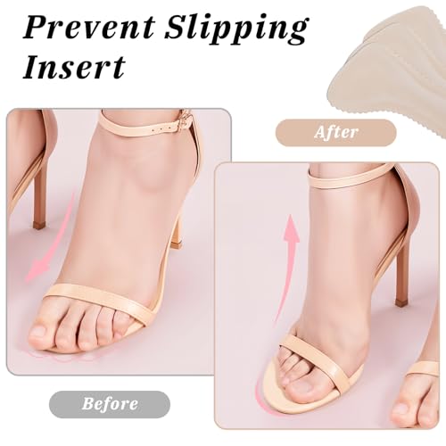 Image of 2 Pairs High Heel Inserts for Women, Self-Adhesive Arch Support Insoles, Invisible Slim Inserts Weight Shifting Shock Soft Slip 3 /4 Inserts for Flats Slipper Sandal Pump Dress Shoes Boots(Beige)