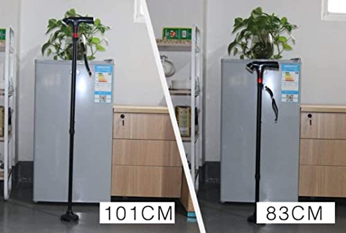 Aluminio ajustable con luces de alarma Muletas para personas mayores - Bastón inteligente multifuncional plegable telescópico para exteriores Regalo para padres