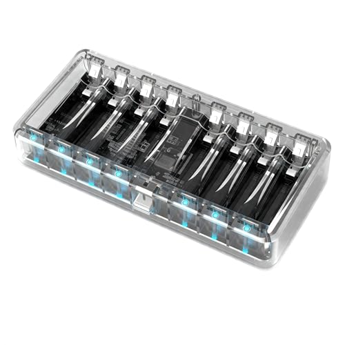 BEVIGOR Rechargeable AA Batteries Charger, 8 Bay AA AAA Battery Charger, Independent Slot Charger with LED Light (Batteries Not Included)