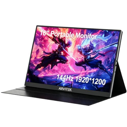 Image of 16 inch Portable Monitor with Cover, 144Hz 1920x1200 HDR, USB-C Second Screen for Laptop, PC, PS5, Switch, Mac, Ultra Slim