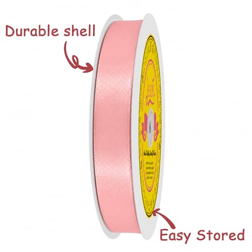 Image of Double Face Dusty Pink Satin Ribbon 7 /8 Inch X 100 Yards Polyester Ribbon for Gift Wrapping Very Suitable for Weddings Party Hair Bow Invitation Decorations and More