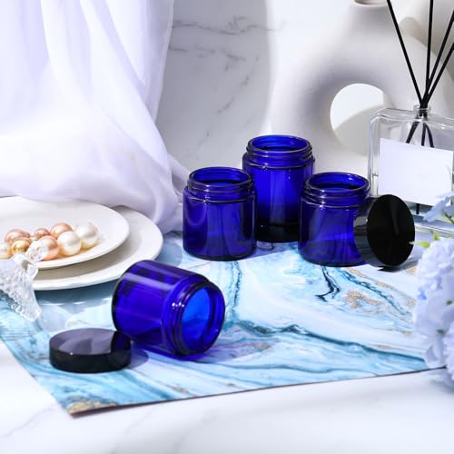 Image of Norme 96 Pcs 4 oz Glass Jars with Lids Cosmetic Jars, Black, Blue