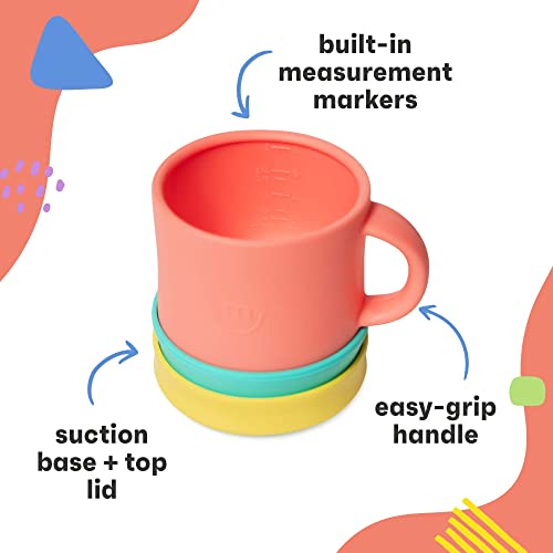 Morepeas 3Pc All-In-One Baby & Toddler Silicone Snack Cup & Bowl - Reversible Lid & Suction Base - No Mess Steam, Strain & Snack Catcher Lid - Easy Grip Handle - Dishwasher, Microwave, Freezer Safe #TOP5