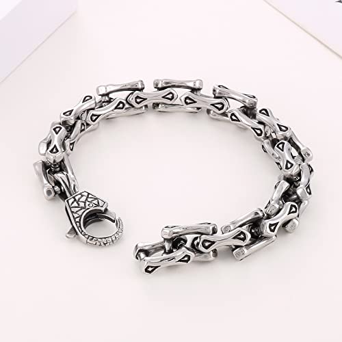 Klapgo Stainless Steel Retro Link Chain Bracelet,Punk Vintage Silver Bracelet For Men And Women,Polishing #TOP1