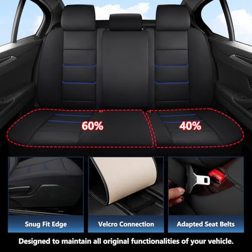 Toyota Tacoma Seat Covers 2016-2023,Truck Seat Covers for Tacoma 2016 2017 2018 2019 2020 2021 2022 2023 Double & Crew Cab SR SR5 TRD Sport TRD Off-Road TRD Pro (Black & Blue, (2016-2023) Full Set) — view 5