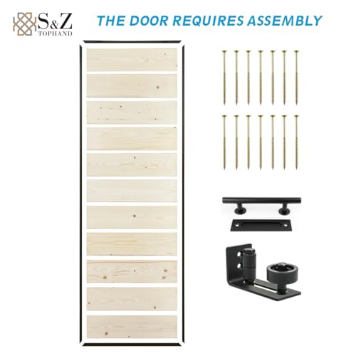 Image of S&Z tophand 20 in. x 84 Deep Gray Barn Door with 5FT Sliding Hardware Kit, - 42in Stainless Steel Frame Style Door /Sliding Door /Simple Assembly is Required