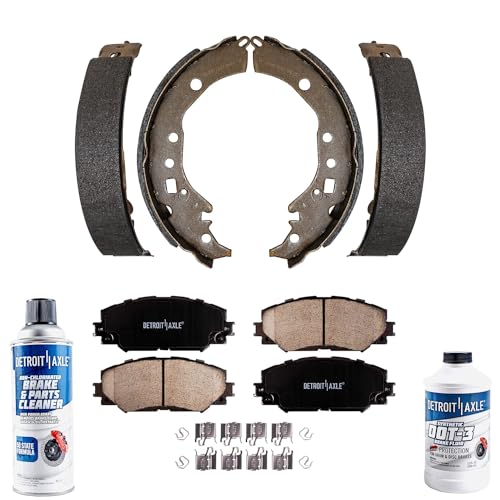 Detroit Axle - Brake Kit for 2009-2019 Toyota Corolla, 2008-2014 Scion xD, Front Ceramic Brake Pads Rear Semi-metallic Brake Shoes Replacement 2010 2011 2012 2013 2014 2015 2016 2017 2018