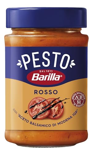 Barilla Pesto Rosso 12x200g | Glutenfreie Italienische Pasta-Sauce mit italienischen Tomaten und Balsamico-Essig aus Modena, Nudel-Soße, rotes Pesto