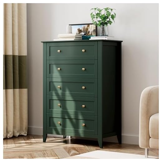 IDEALHOUSE Green 5 Drawer Modern Dresser