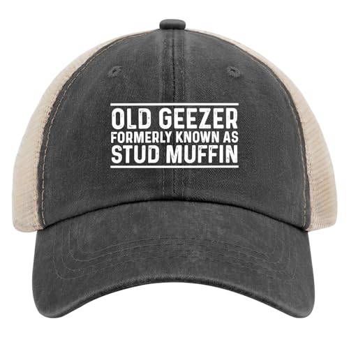 Old Geezer Formerly KNOWNS AS Stud Muffin Hat Trucker Hat Women Vintage Mesh Baseball Cap for Summer Black