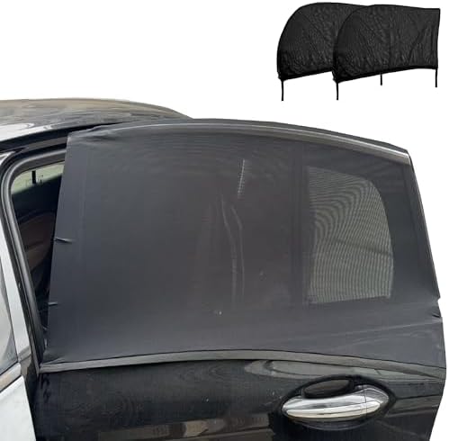 Car Rear Window Screens for Side Windows, 2 Pack Side Window Sun Shades,Stretchy Mosquito Net Cover Fit Cars SUVs - Up to 36.22