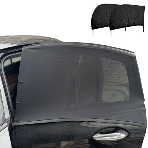 Car Rear Window Screens for Side Windows, 2 Pack Side Window Sun Shades,Stretchy Mosquito Net Cover Fit Cars SUVs - Up to 36.22”x55.1”