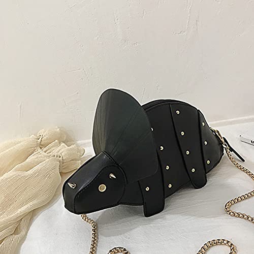Womens Cute 3D Dinosaur Shape Shoulder Bag PU Leather Crossbody Purse Long Chain Zipper Messenger Handbag (Black)2