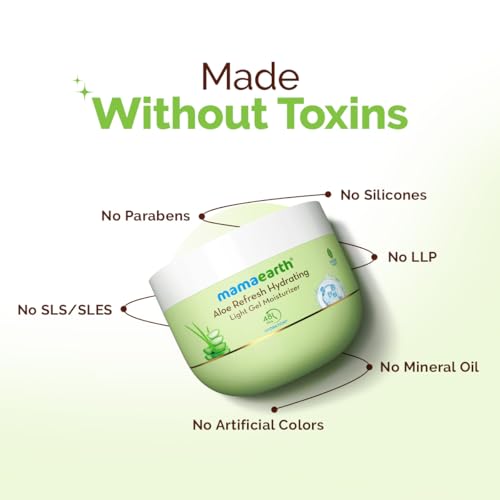 Image of Mamaearth Aloe Refresh Hydrating Light Gel Moisturizer with Aloe Vera & HA 200g | Long-lasting Non-sticky Hydration | Oil-free, Lightweight & Quick-absorbing |Free from Harmful Chemicals |Soothes Skin