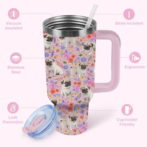 Yogusut Pug Gifts for Women, 40oz Tumbler Travel Cup Mug by Yogusut - Used condition - Image 3