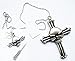Ace Martial Arts Silver Skull On Cross Neck Knife With Hidden Blade and Necklace