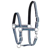 Start Zari Silver Mini Shetty Halfter – 2-Fach verstellbares Pony Halfter für Minishetty & Miniaturpferde, doppelt genäht, mit Karabinerhaken & silbernen Beschlägen (Dunkelblau, Pony)