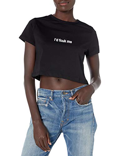 Image of French Connection Women's FCUK T-Shirt, Black/Linen White, Small
