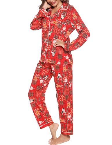 Image of Pjmlifecoco Pajamas Set Long Sleeve Womens Button Down Sleepwear Two Piece Nightwear Soft Pj Lounge Sets S-XXL