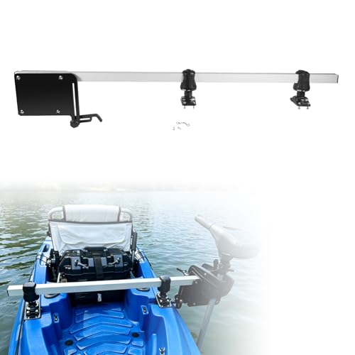 Universal Kayak Trolling Motor Mount Kit 46.6 Inch Adjustable Heavy Duty Aluminum Crossbar Bracket Transom Clamp On Electric Motor Mount for Minn Kota MotorGuide Newport up to 60 lbs Thrust