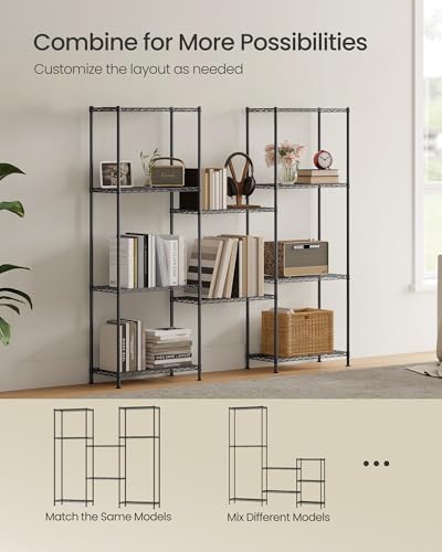 SONGMICS Storage Shelf, Metal Wire Shelving Unit, Adjustable Shelves, for Garage, Bedroom, Living Room, Kitchen, Pantry, 5 Tier, 30 x 60 x 161 cm, Ink Black ULGR165BH01 - 5